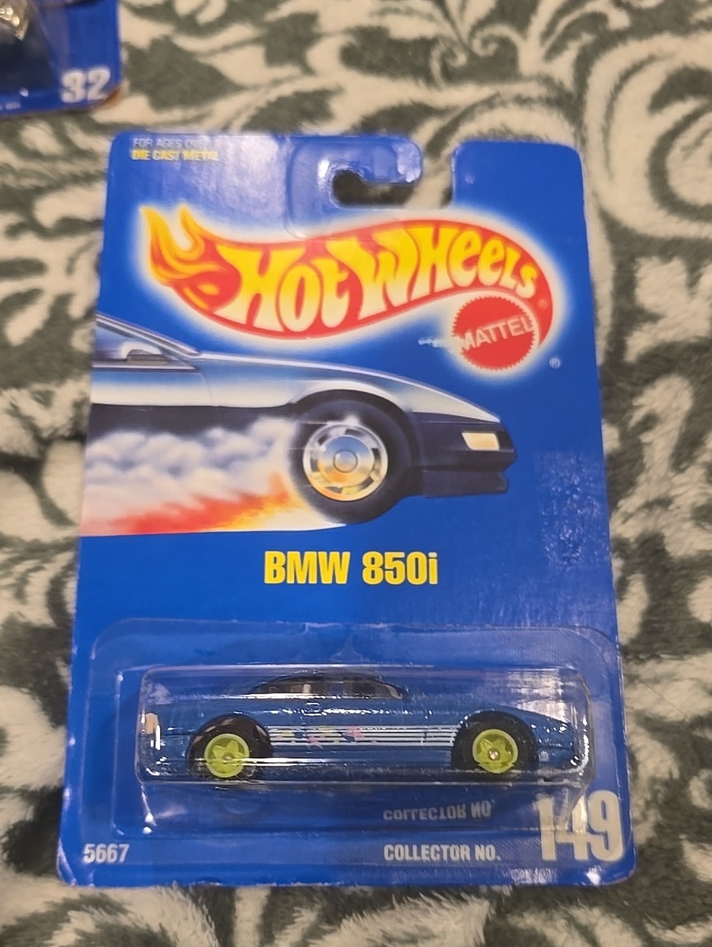Hot Wheels BMW 850i Die-Cast Car - Blue 1991 Neon Wheels